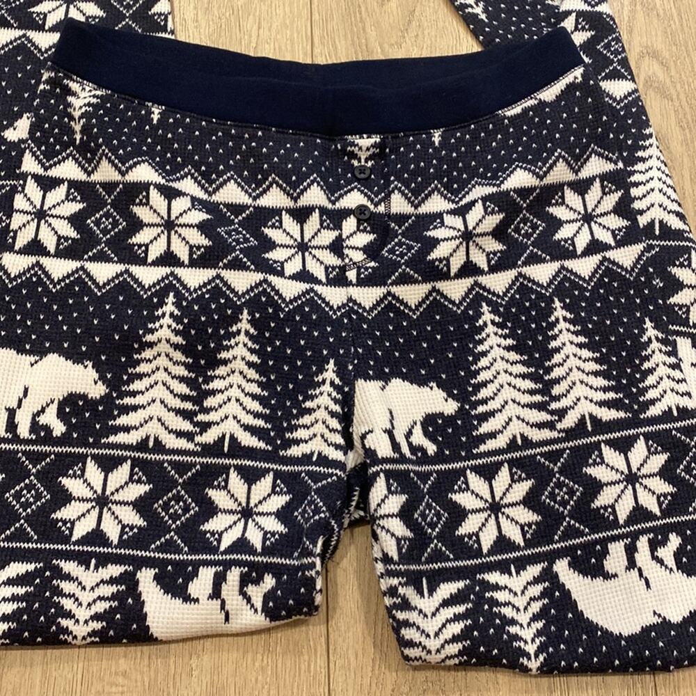 Old Navy Pajama Leggings festive holiday Christmas fair isle Womens xs blue snow - Picture 4 of 5
